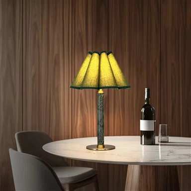 Lâmpada de mármore verde Lâmpada de mesa a pilhas