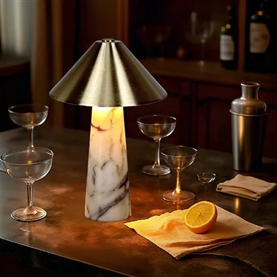 Luz de mesa sem fio com barra de controle de toque de mármore portátil